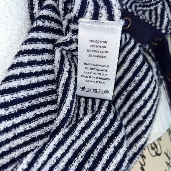 Lilla P Navy and White Striped V-Neck Sweater - Picture 13 of 13